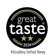 Great Taste Awards 2024 badge with two gold stars on a black background and the words "great taste" in white text, surrounded by partial gold circles.