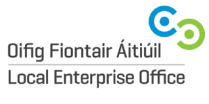 Logo of the Local Enterprise Office, featuring blue and green interconnected rings above the text "Oifig Fiontair Áitiúil" and "Local Enterprise Office" in both Irish and English.
